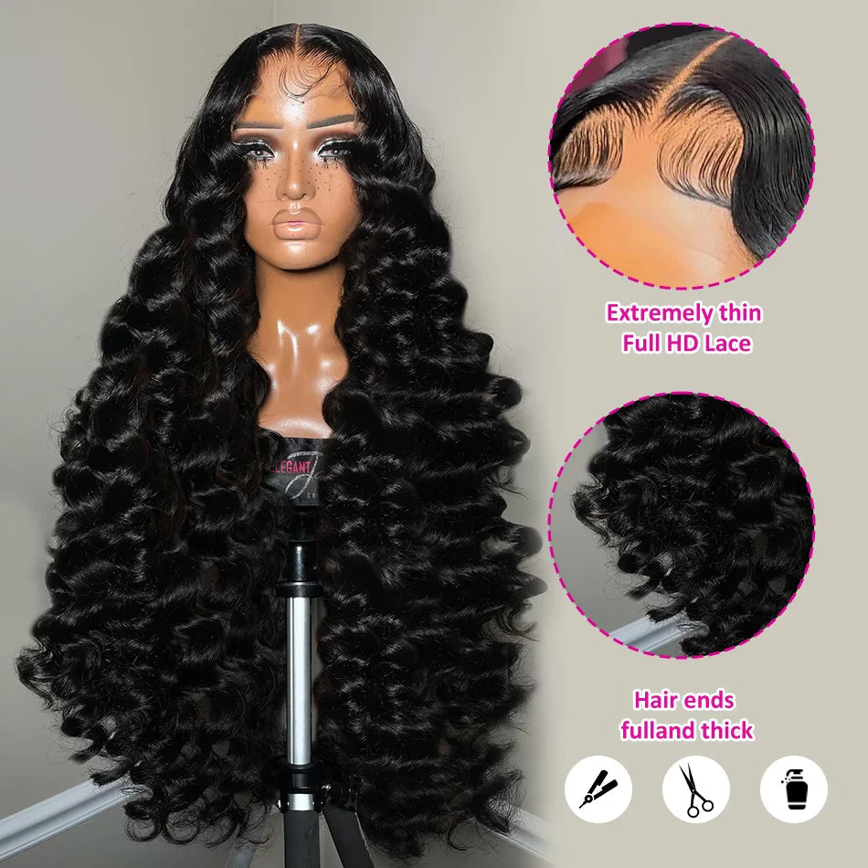 200 Density Loose Wave 13x6 Lace Front Human Hair Wig 30 40Inch Loose Deep Wave 13x4 HD Lace Frontal Wig Curly Wigs For Women