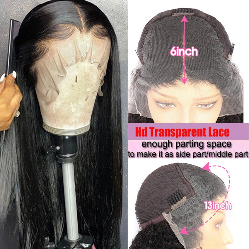 13x6 HD Lace Frontal Wig 13x4 Lace Front Human Hair Wigs Lemoda Remy Wig For Women 34 32 Inch Straight Transparent Lace Wig