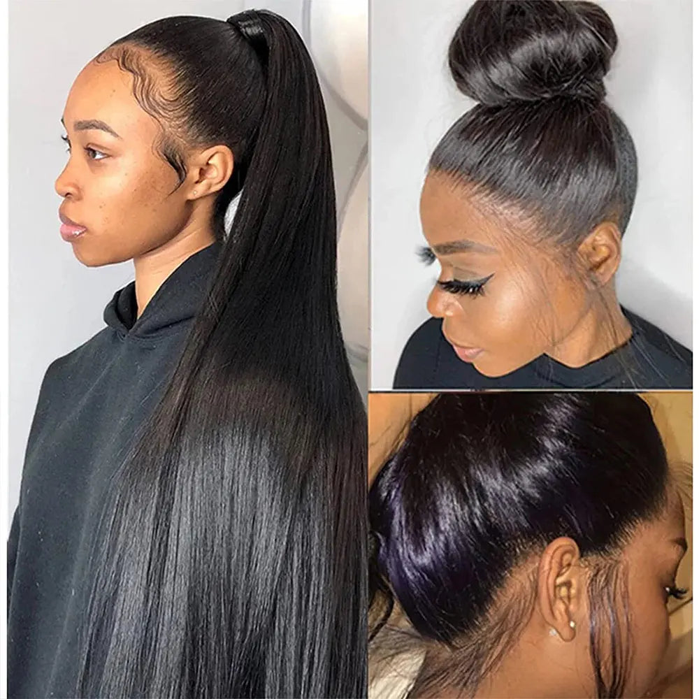 13x6 Straight Lace Front Wig 360 Lace Frontal Wig HD Transparent Lace Wigs For Women Human Hair 5x5 Closure Wig Brazilian 36Inch
