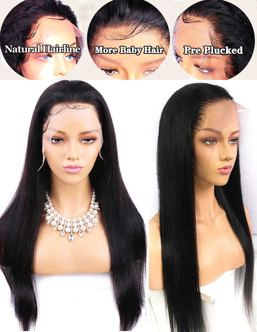 13x6 HD Lace Frontal Wig 13x4 Lace Front Human Hair Wigs Lemoda Remy Wig For Women 34 32 Inch Straight Transparent Lace Wig
