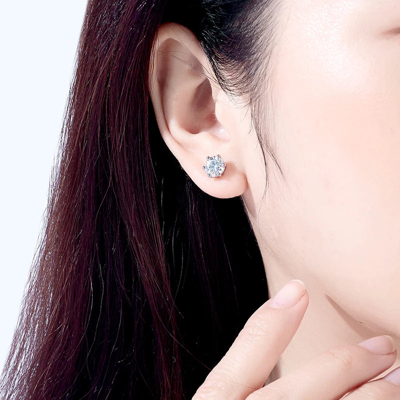 AnuJewel 10k Gold 4/3/2/1.6/1/0.6ct Moissanite Stud Earrings For Women Real 10K Gold Post Anti-allergy Men Earrings Jewelry