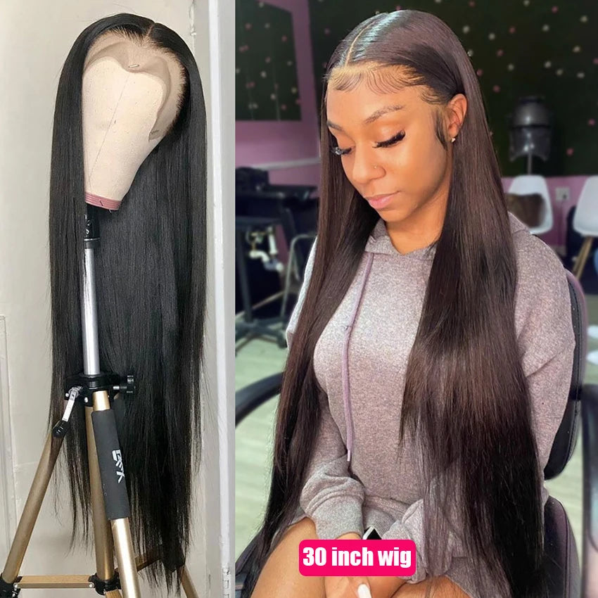 13x6 HD Lace Frontal Wig 13x4 Lace Front Human Hair Wigs Lemoda Remy Wig For Women 34 32 Inch Straight Transparent Lace Wig