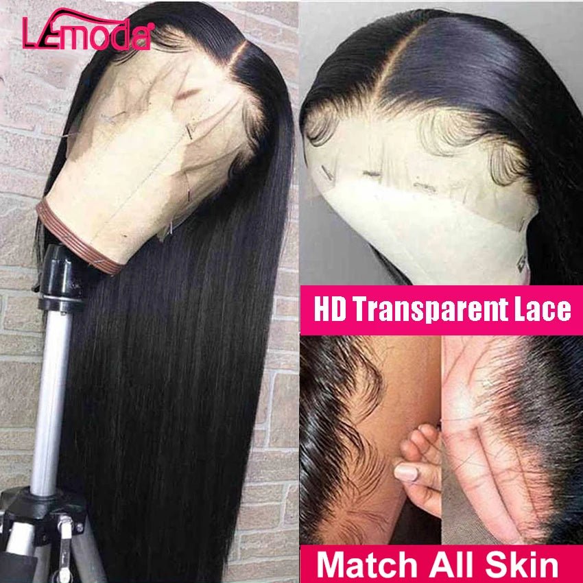 13x6 HD Lace Frontal Wig 13x4 Lace Front Human Hair Wigs Lemoda Remy Wig For Women 34 32 Inch Straight Transparent Lace Wig