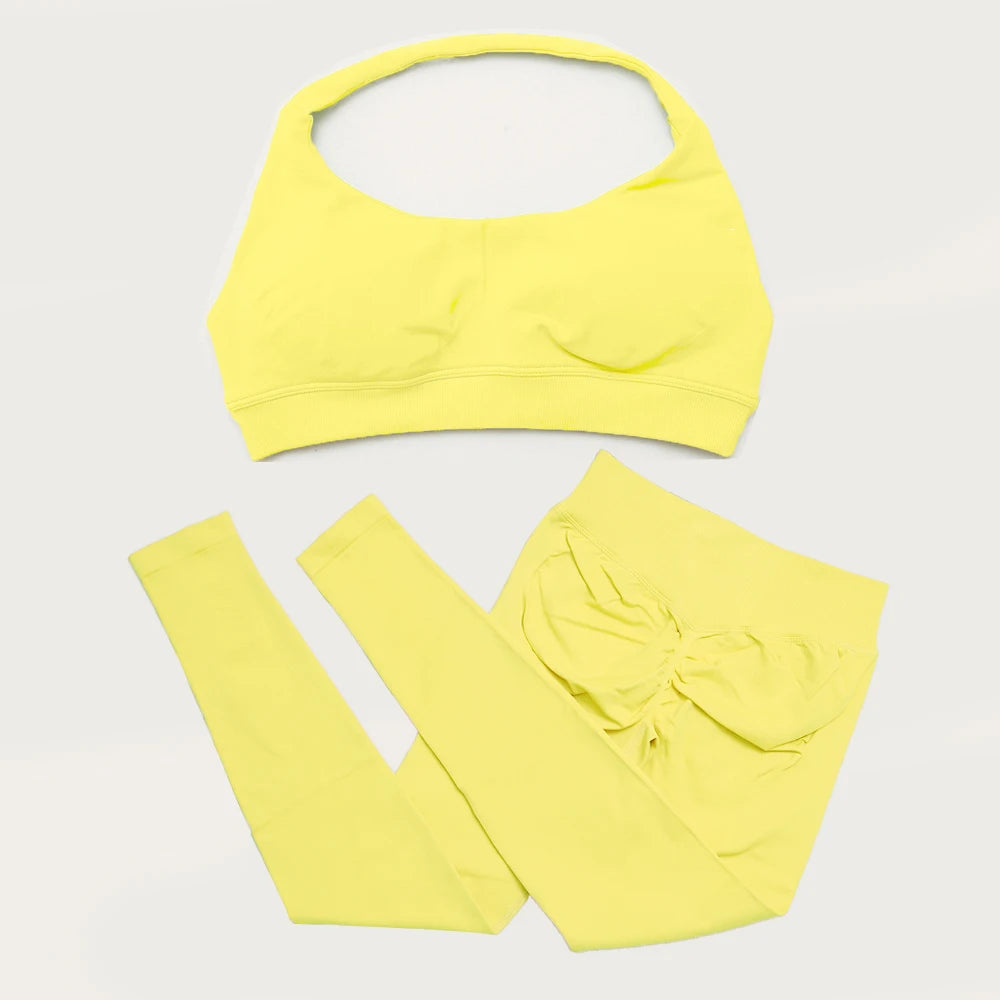 DF yoga Impact yoga outfit two pieces gym set Sports Bra matching leggings pants sets for woman workout clothes suit