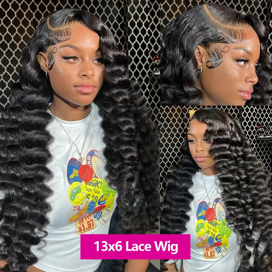 200 Density Loose Wave 13x6 Lace Front Human Hair Wig 30 40Inch Loose Deep Wave 13x4 HD Lace Frontal Wig Curly Wigs For Women