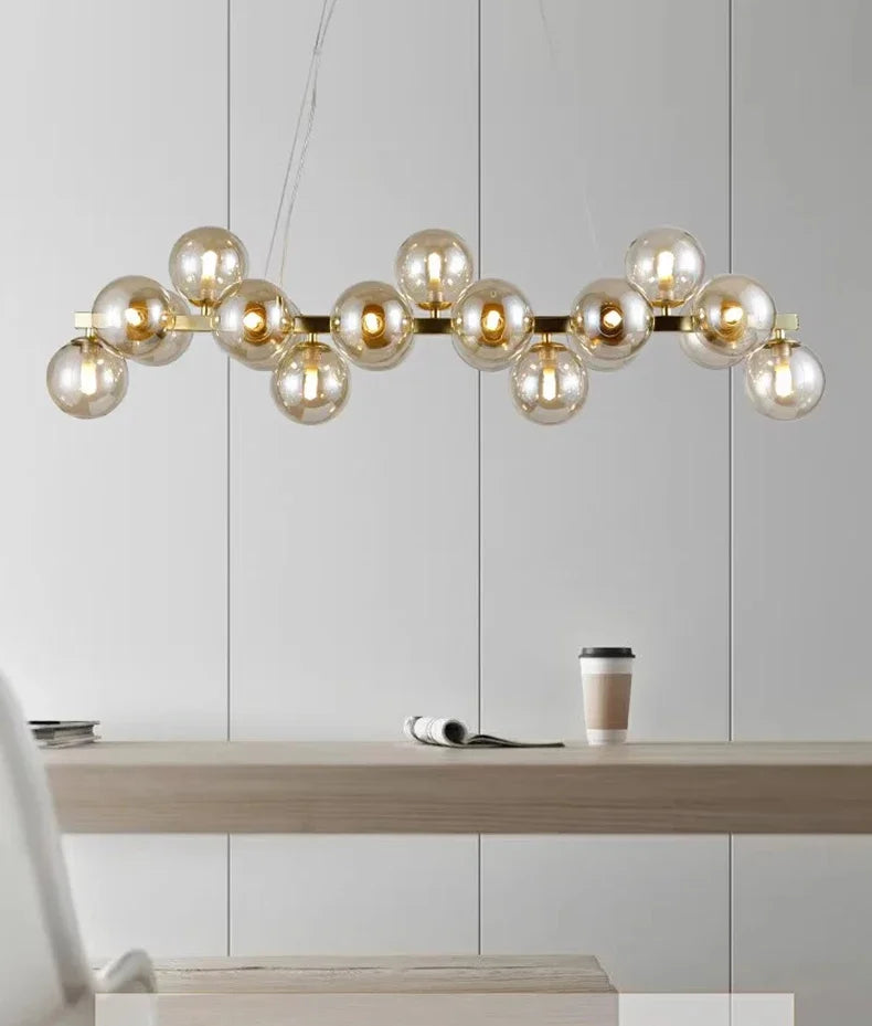 2025 Modern Glass Bubble Pendant Lamp Round Chandelier Light Fixture for Living Room Dining Room Bedroom Kitchen