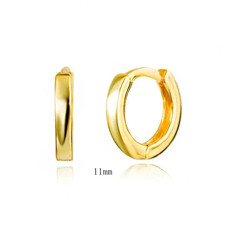925 Sterling Silver 6mm 8mm 10mm Classic Round Gold Huggie Hoop Earrings for Women Men Tiny Huggie Rock Earrings Jewelry Gifts