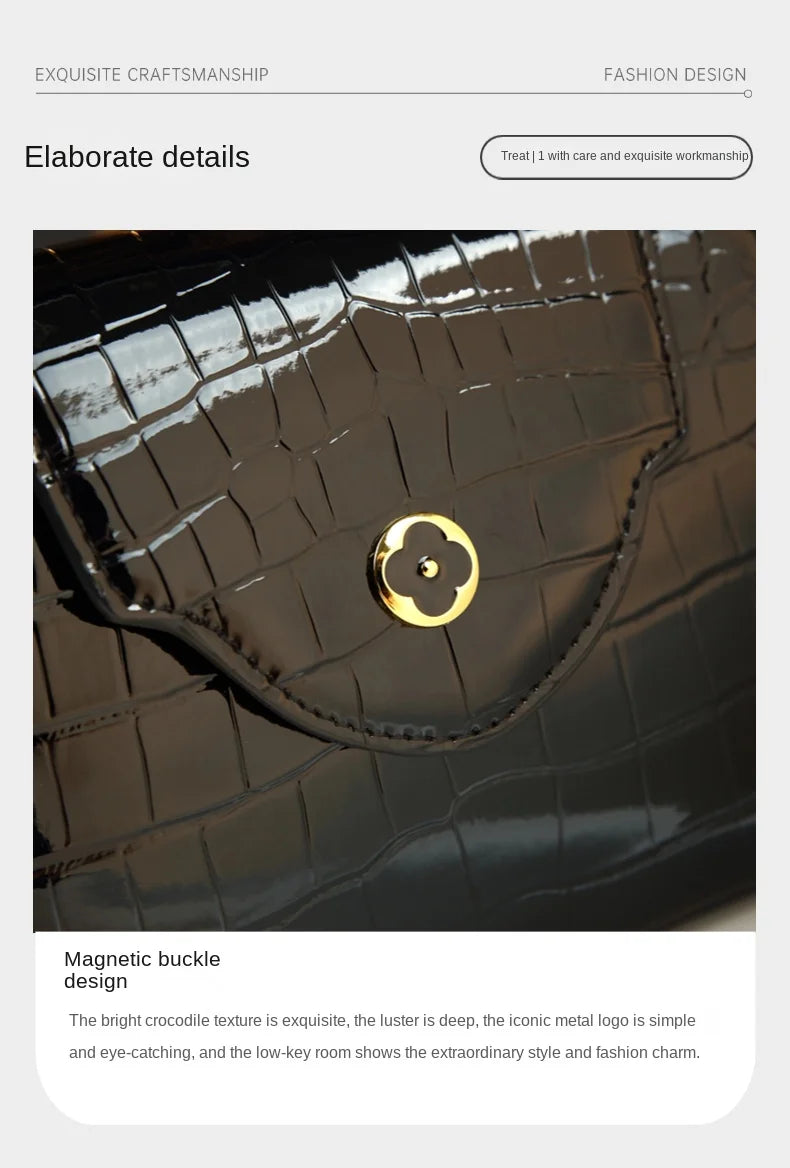 2025 New Crocodile Pattern Leather Women Handbags Luxury Fashion Small Shoulder Messenger Bag Portable Crossbody Shell Bags