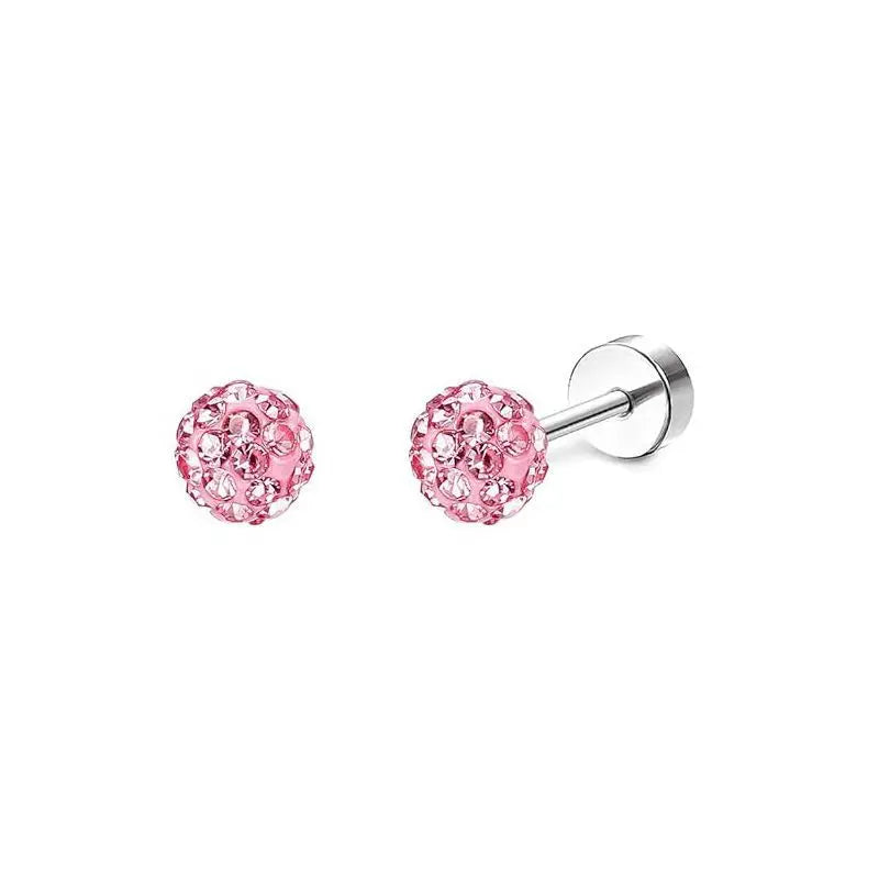 2PCS/Set Stainless Steel Heart Moon Earbone Stud Screw Ball Stud Earrings for Women Fashion Ear Tragus Cartilage Body Piercing