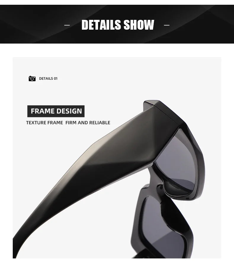 2025 new irregular square frame sunglasses European and American personalized cutting edge wide-leg sunglasses fashionable stree
