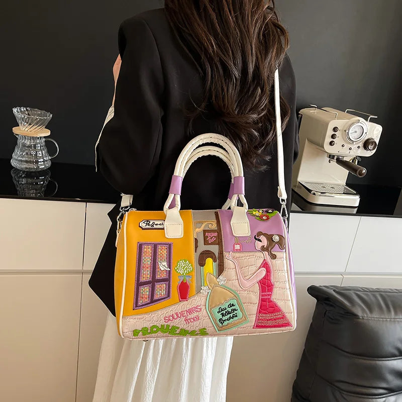 Fashion Women PU Leather Handbags Shoulder Bag Large Capacity Ladies Zipper Messenger Bags for Women Casual Boston Crossbody Bag