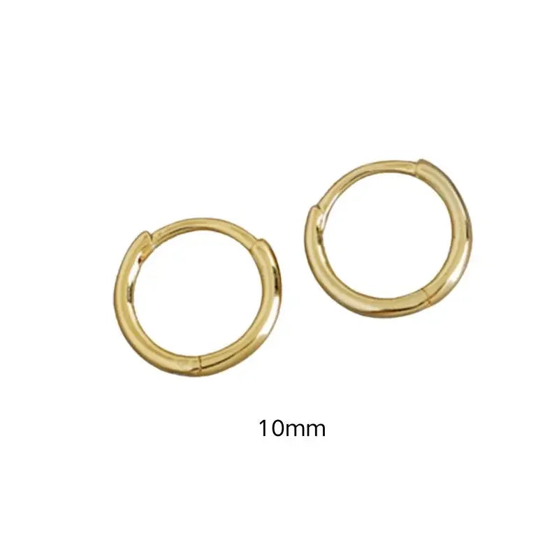 925 Sterling Silver 6mm 8mm 10mm Classic Round Gold Huggie Hoop Earrings for Women Men Tiny Huggie Rock Earrings Jewelry Gifts