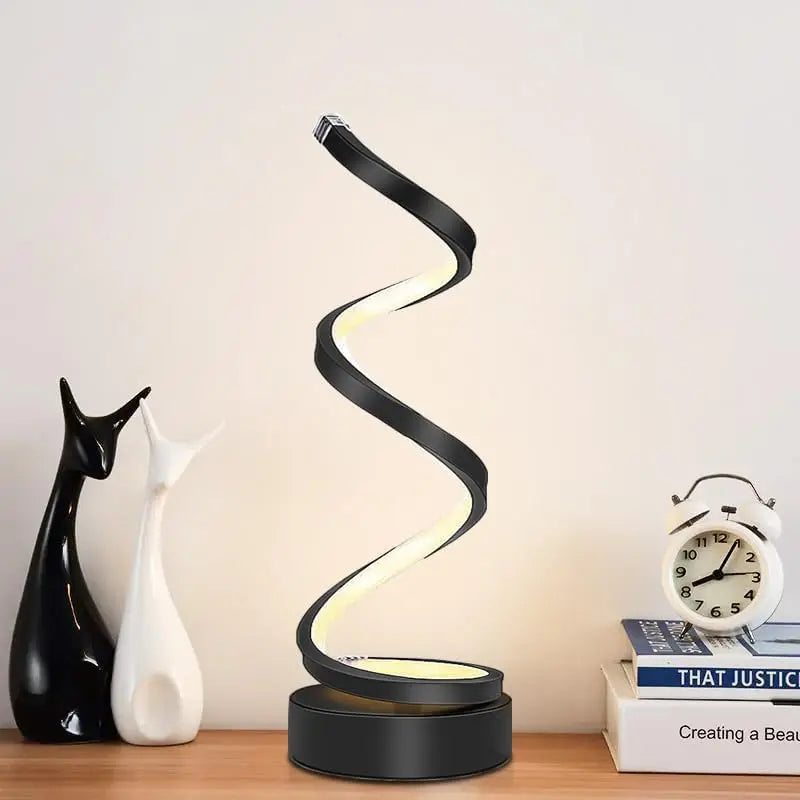 EISSLOLY Bedroom Bedside Table Lamp, Dimmable, Small Spiral Decorative Lamp for Home Office, Modern Nightstand Lamp.
