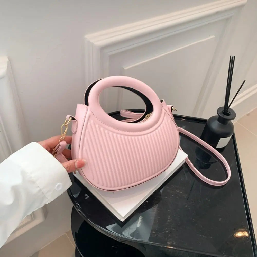 Fashion Women Shoulder Bag Armpit Bag Design Underarm Bag Pleated Saddle Bag Solid Color Messenger Bag Purse Handbags