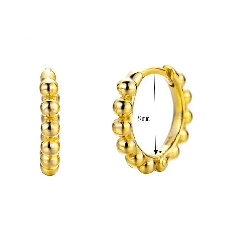 925 Sterling Silver 6mm 8mm 10mm Classic Round Gold Huggie Hoop Earrings for Women Men Tiny Huggie Rock Earrings Jewelry Gifts