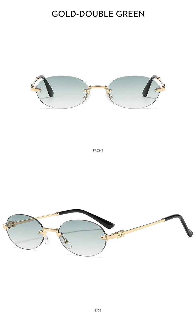 Frameless Oval Personality Sunglasses Luxury Brand Ins Style Summer Sun Protection Sunglasses High-End Fashion Sunglasses UV400