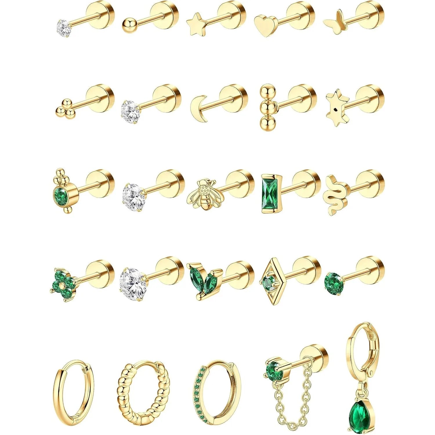 Bobisty 1PC Flat Back Earrings for Women Hypoallergenic Surgical Steel Earrings for Sensitive Ears 20G Cartilage Small Stud Hoop