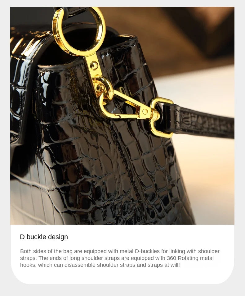 2025 New Crocodile Pattern Leather Women Handbags Luxury Fashion Small Shoulder Messenger Bag Portable Crossbody Shell Bags