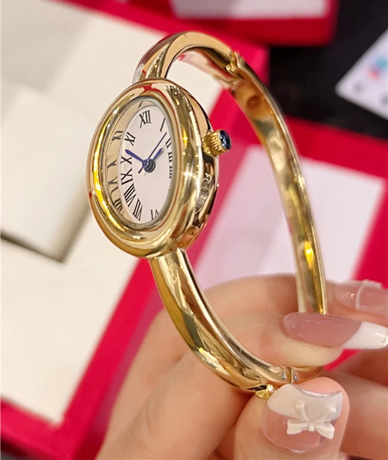 Fashion Brand Wrist Watches Woman Girl Oval Diamond Crystal Bracelet Style Quartz Steel Metal Band Luxury Clock CA192