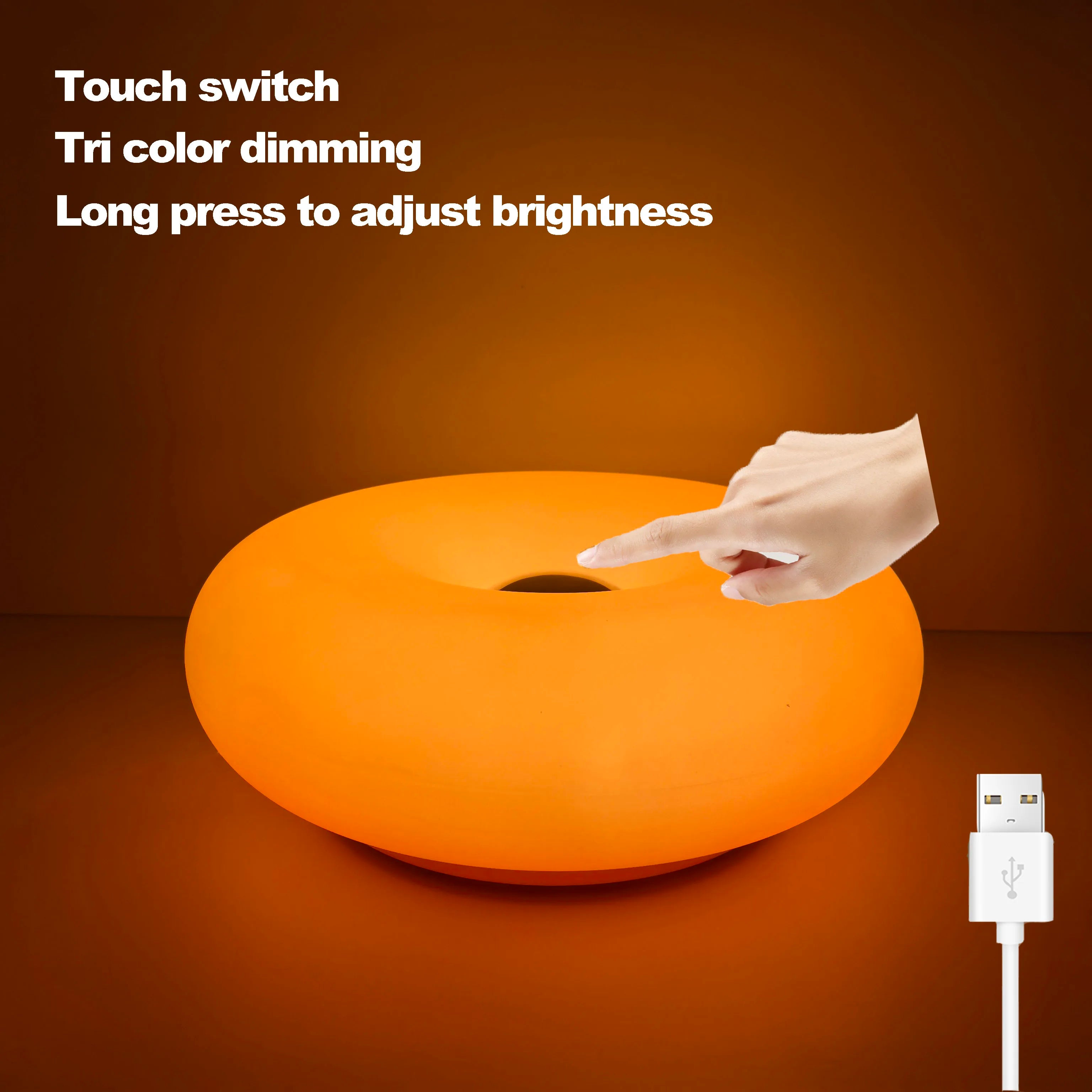 Bauhaus table lamp USB plug bedroom bedside lamp living room dining room decoration donut ambient light(Not glass)