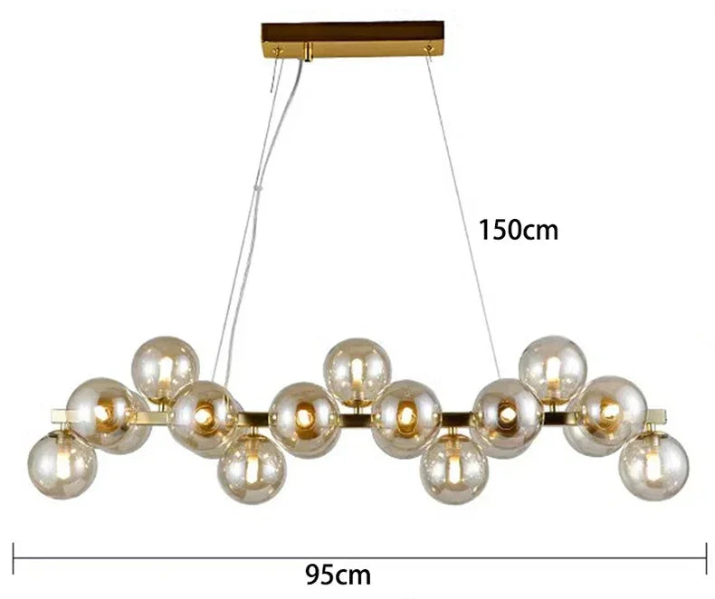 2025 Modern Glass Bubble Pendant Lamp Round Chandelier Light Fixture for Living Room Dining Room Bedroom Kitchen