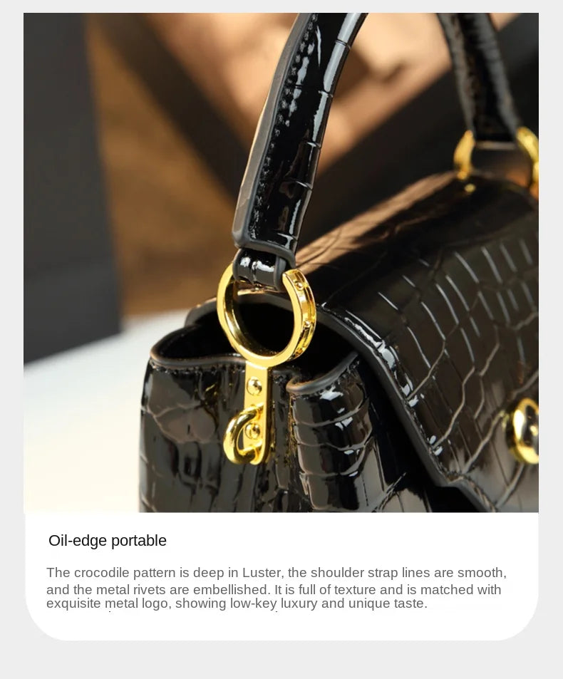 2025 New Crocodile Pattern Leather Women Handbags Luxury Fashion Small Shoulder Messenger Bag Portable Crossbody Shell Bags