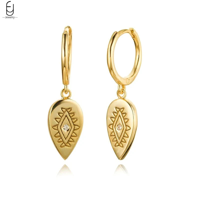 925 Sterling Silver Needle Vintage Gold Earrings Luxury Long Chain Tassel Crystal Hoop Earrings for Women Party Trend Jewelry