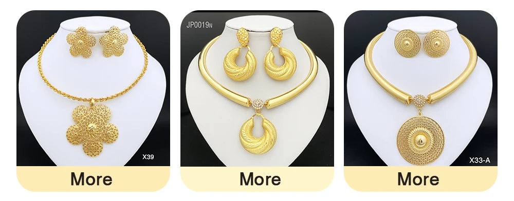 Dubai Gold Color Jewelry Set Cuban Necklace Earrings For Women Bride Wedding Jewelry Banquet Party Gift