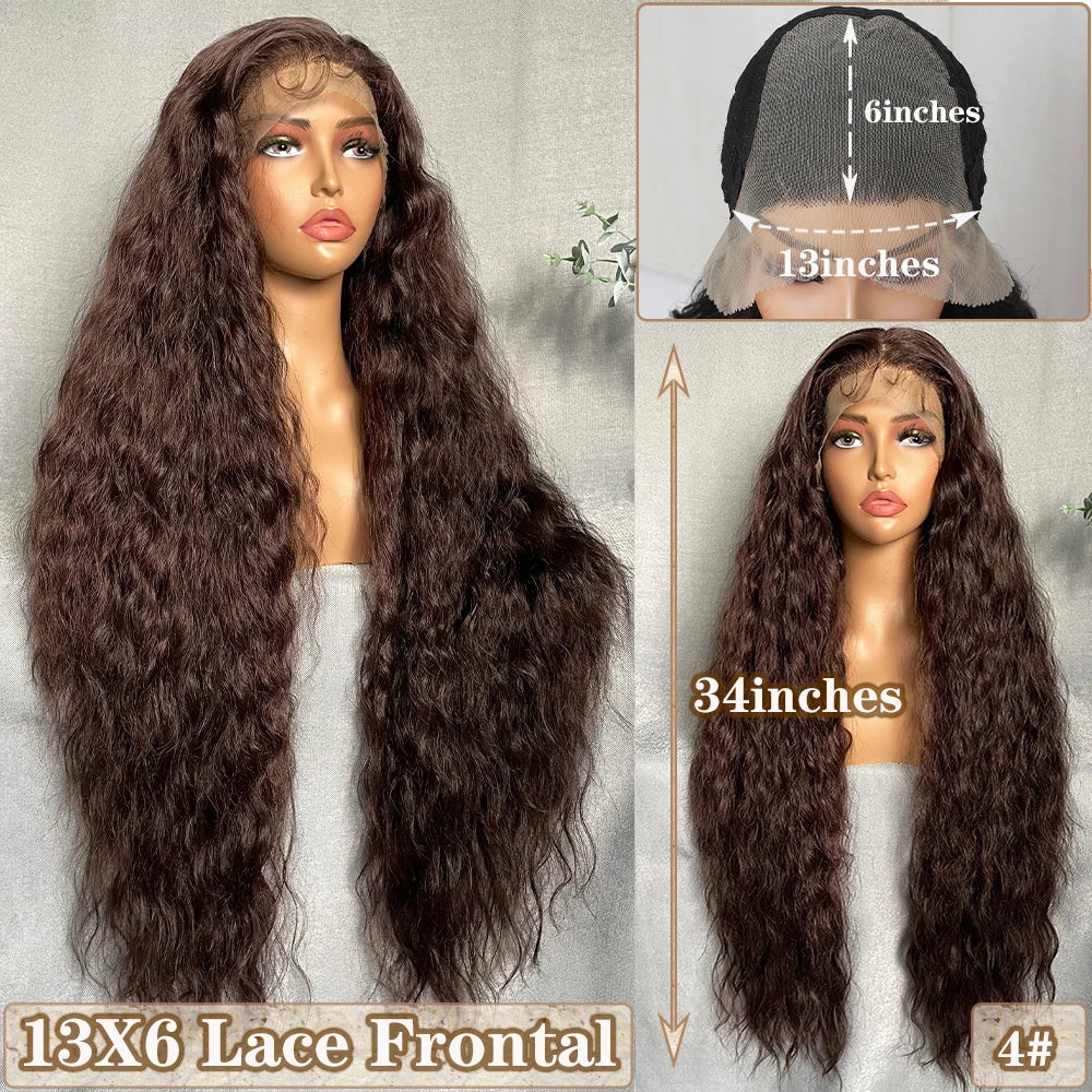 Light Brown Synthetic Lace Wigs X-TRESS Super Long Loose Wave 13x4 Lace Frontal Hair Wig with Baby Hair Daily Fashion New Style
