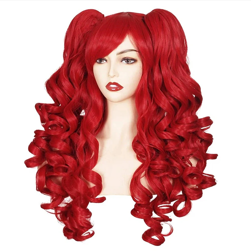 HAIRJOY Women Synthetic Hair  Long Curly Cosplay Wig  Halloween Wigs for Party  with 2 Ponytails
