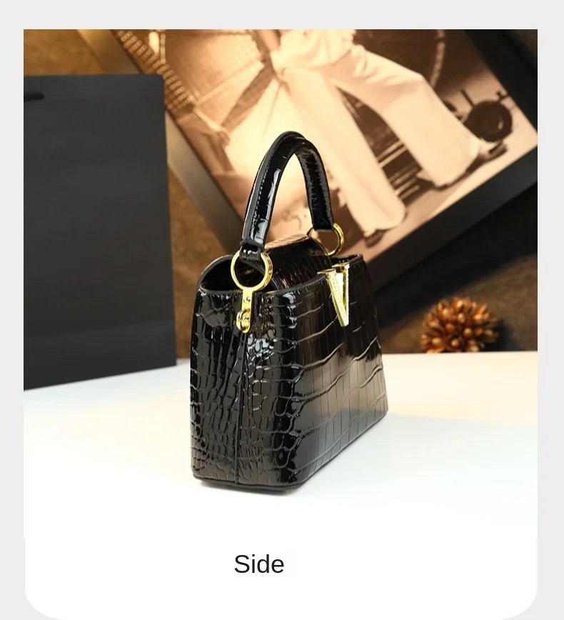 2025 New Crocodile Pattern Leather Women Handbags Luxury Fashion Small Shoulder Messenger Bag Portable Crossbody Shell Bags