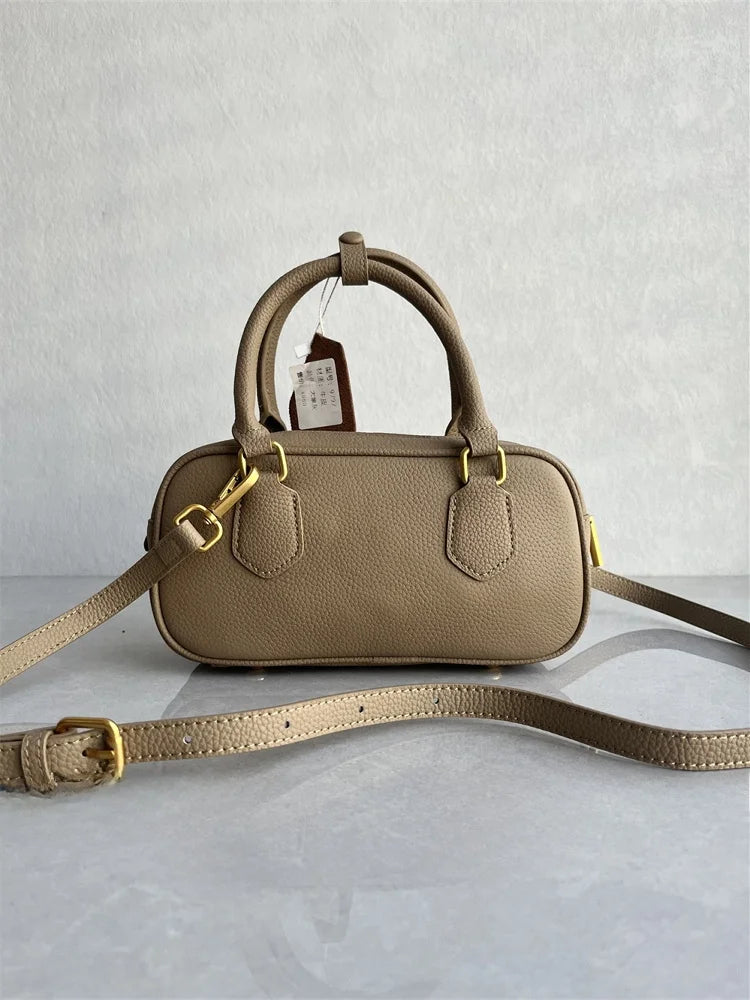 High-Quali Top-Layer Cowhide Leather Boston Sle Women's Handbag Faionable oulder Crossbody Bag with Quali Texture