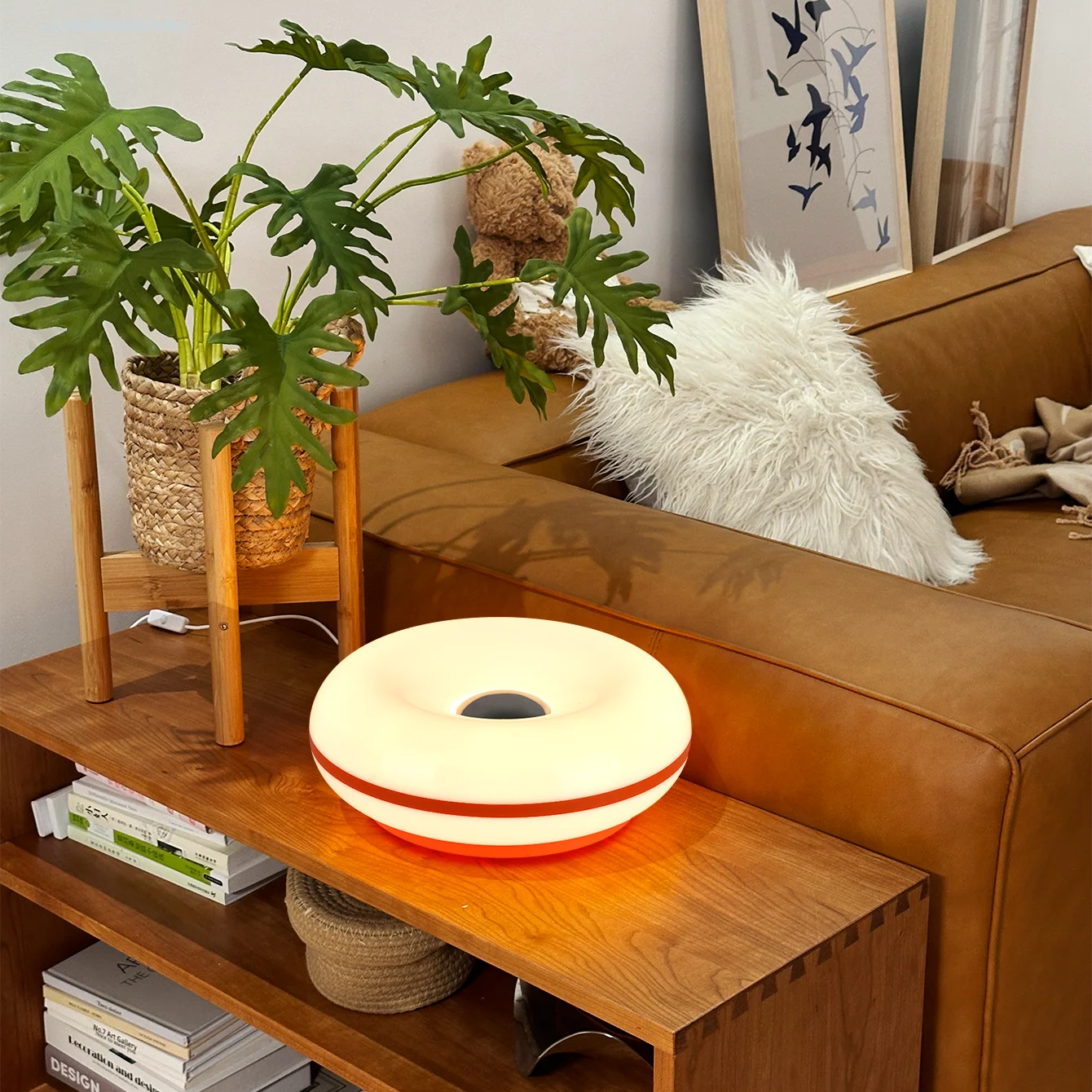 Bauhaus table lamp USB plug bedroom bedside lamp living room dining room decoration donut ambient light(Not glass)