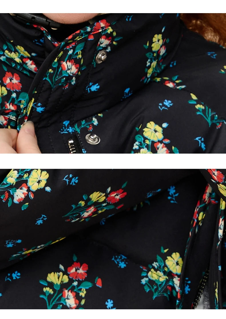 2025 Brand New Women's Short Puffer Jacket for Petite Printed Quilted Coat Loose Fit Casual Winter Bomber Stand Collar Outerwear