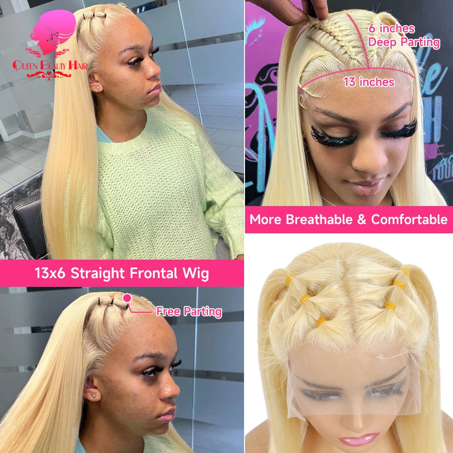 38 Inches 250 Density 360 Lace Frontal Wigs Straight Lace Frontal Wig 13x4 13x6 Blonde 613 Lace Front Human Hair Wigs For Women