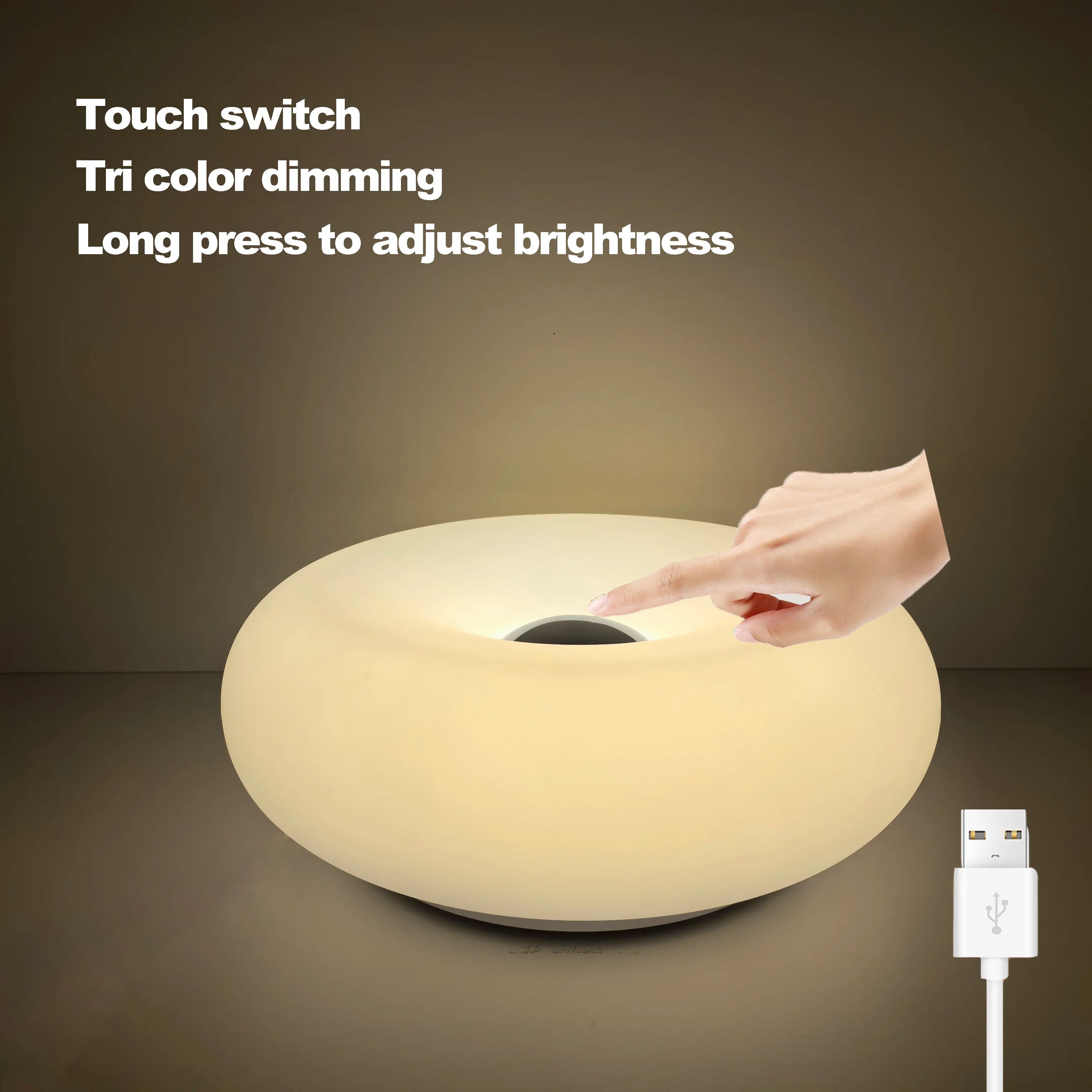 Bauhaus table lamp USB plug bedroom bedside lamp living room dining room decoration donut ambient light(Not glass)