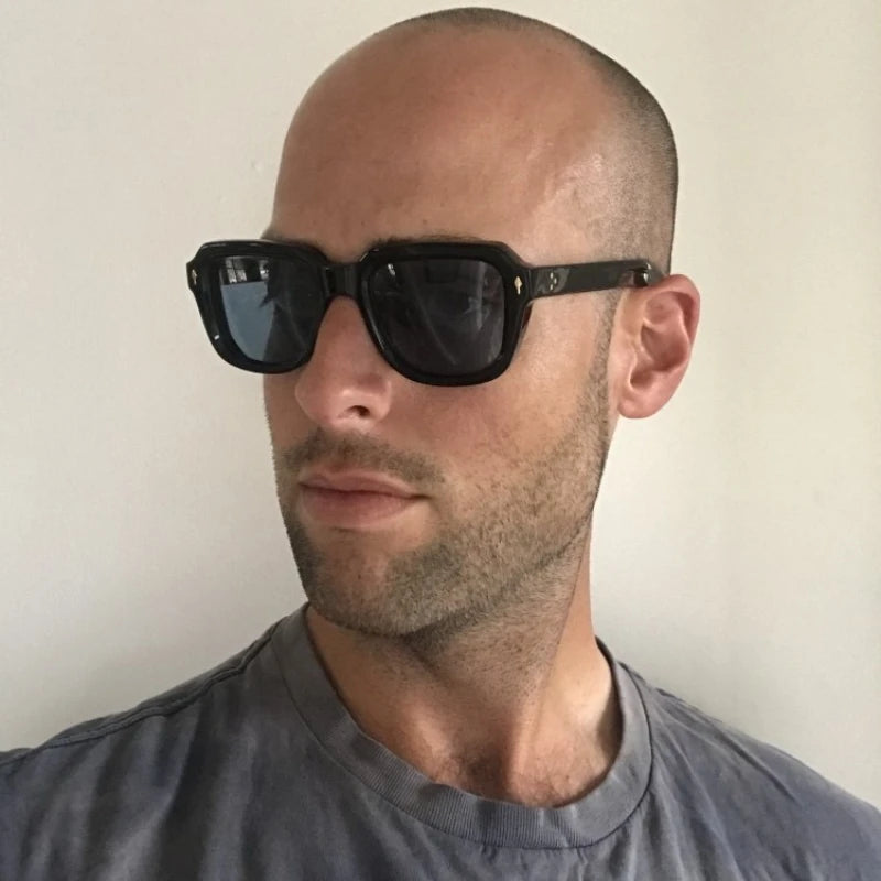 JMM HOPPER Handmade Square Acetate Japanese Designer Sunglasses UV400 – Men's Women's Vintage Photochromic Glasses with Case