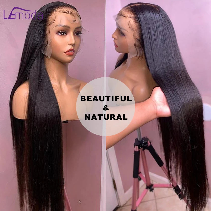 13x6 HD Lace Frontal Wig 13x4 Lace Front Human Hair Wigs Lemoda Remy Wig For Women 34 32 Inch Straight Transparent Lace Wig