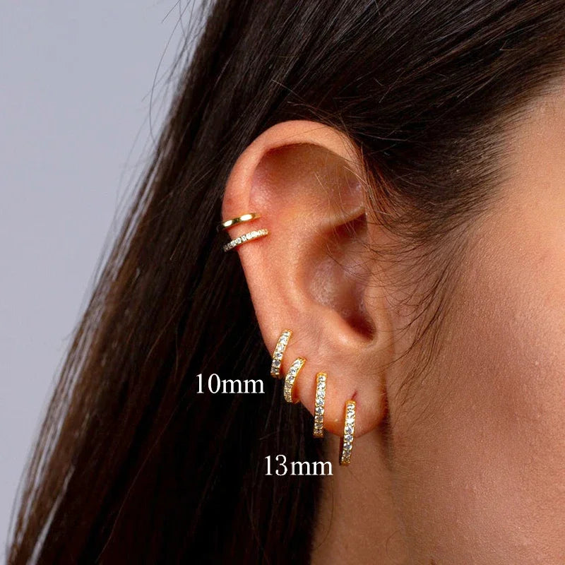 925 Sterling Silver 6mm 8mm 10mm Classic Round Gold Huggie Hoop Earrings for Women Men Tiny Huggie Rock Earrings Jewelry Gifts