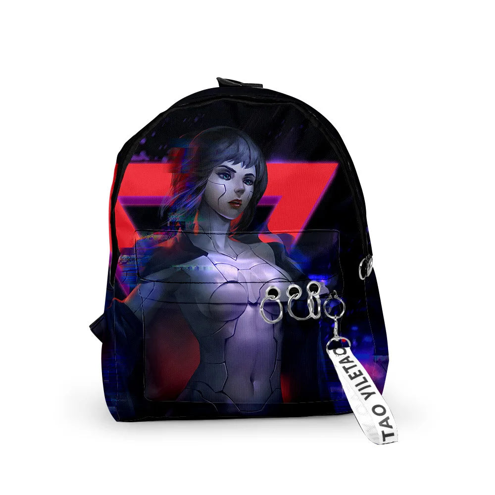 Cartoon Popular ghost in the shell School Bag Cute Small Travel Bags 3D Print Oxford Waterproof Key Chain Notebook Backpacks