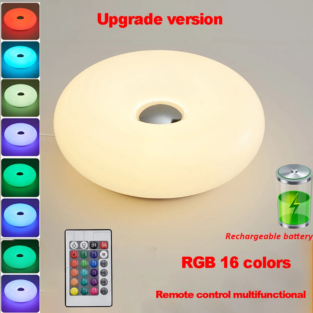 Bauhaus table lamp USB plug bedroom bedside lamp living room dining room decoration donut ambient light(Not glass)