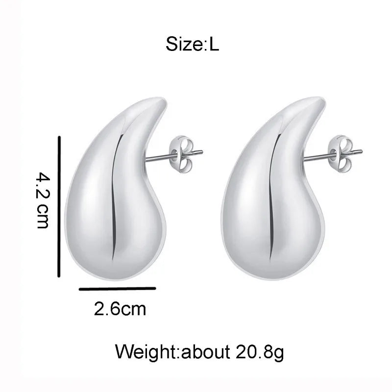 2024 New Trendy Plate Gold Color Chunky Waterdrop Dupes Drop Earrings for Women Personality Glossy Teardrop Earring Jewelry Gift