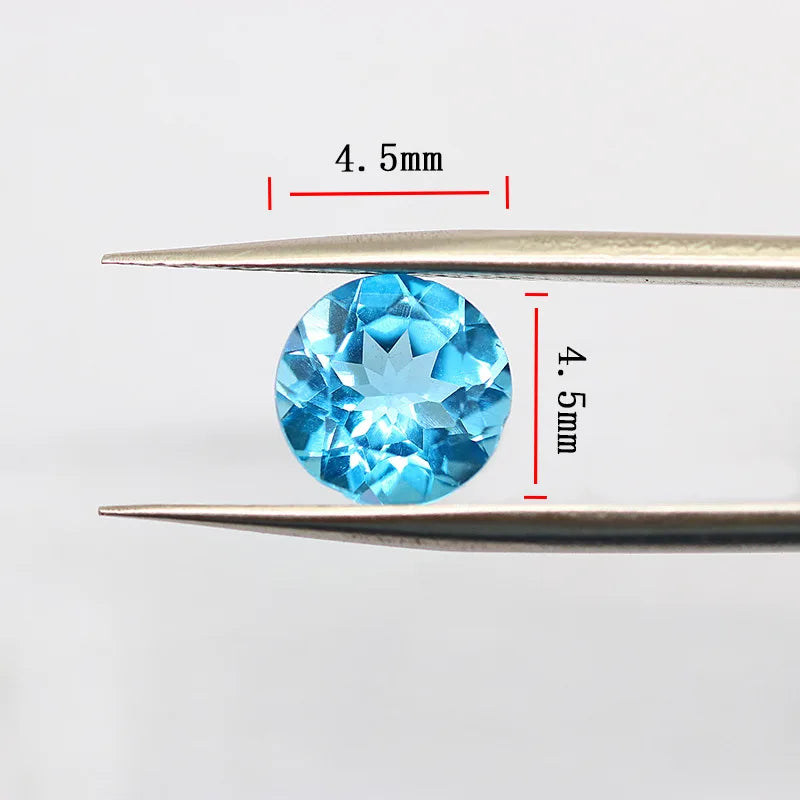 Factory Wholesale 100% Real Natural Circular Sky Blue Topaz Gemstone Loose Gems Diy Material for Jewelry