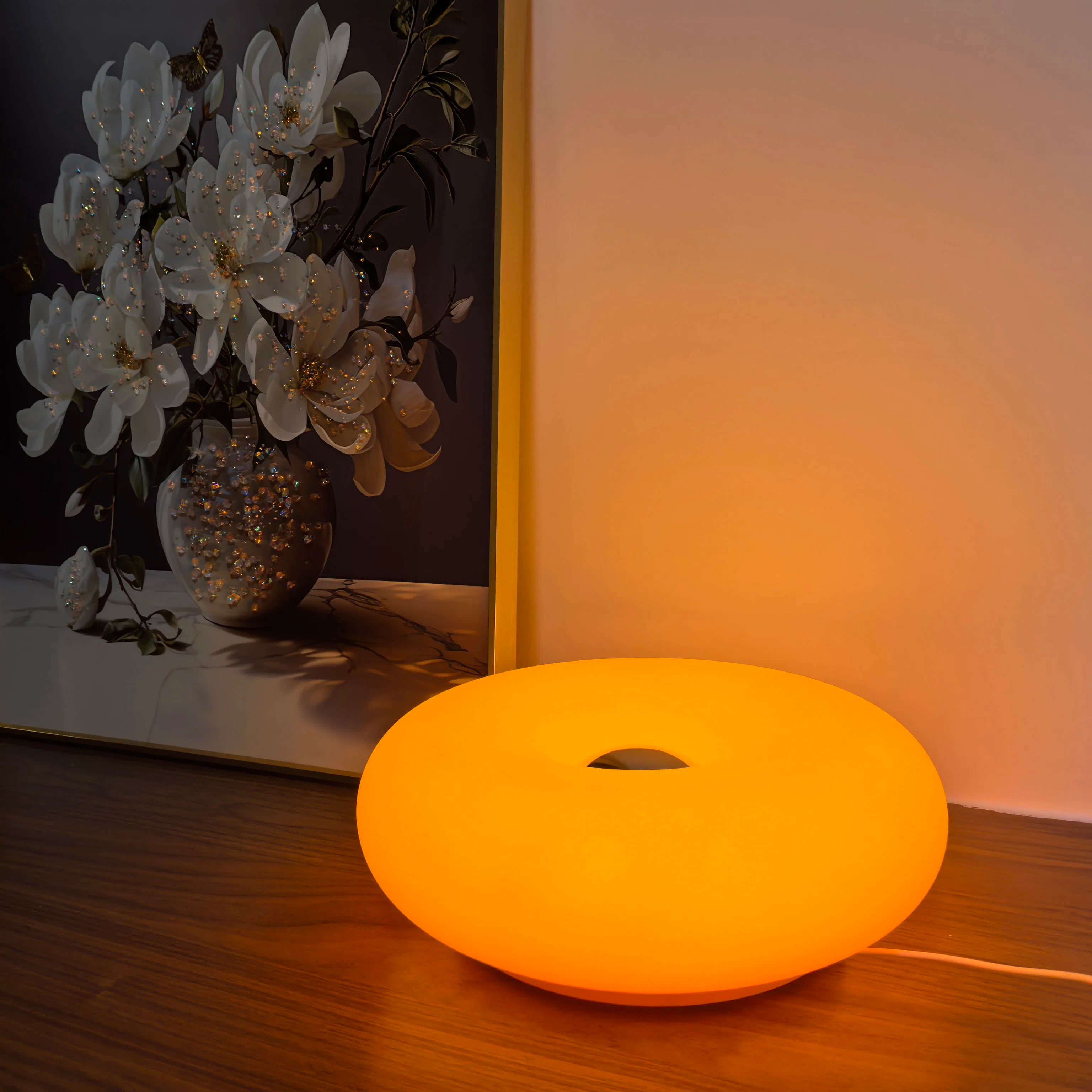 Bauhaus table lamp USB plug bedroom bedside lamp living room dining room decoration donut ambient light(Not glass)