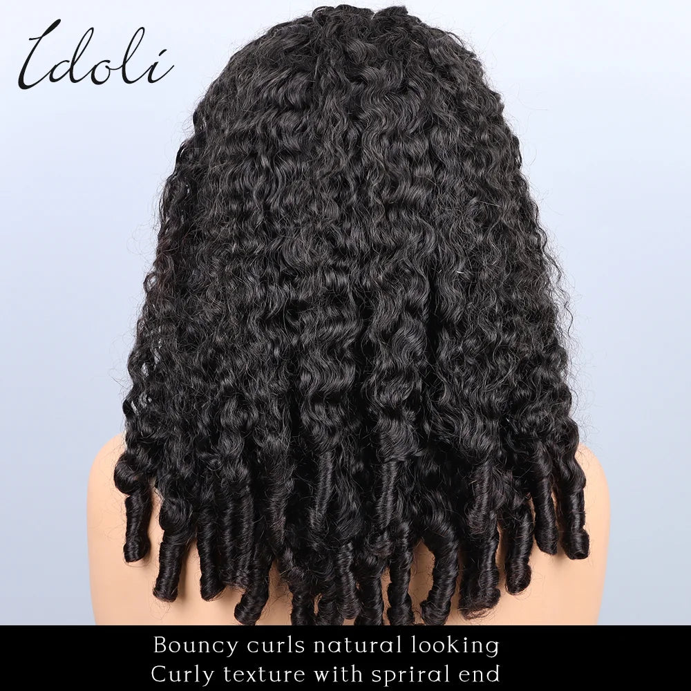 Burmese Curly Glueless Wigs Human Hair Pre Plucked 200% Density Drawstring Wig Human Hair 13x6 HD Lace Front Wigs for Woman
