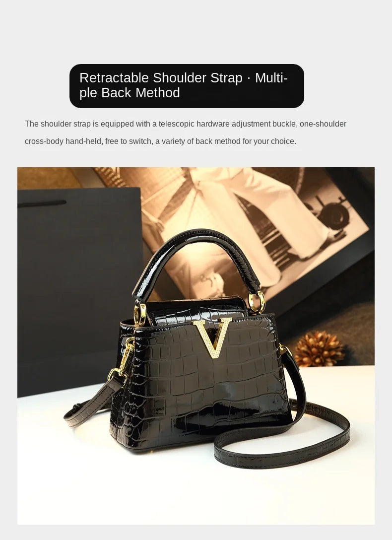2025 New Crocodile Pattern Leather Women Handbags Luxury Fashion Small Shoulder Messenger Bag Portable Crossbody Shell Bags