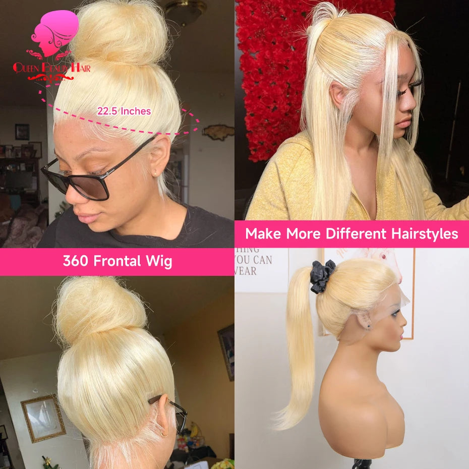 38 Inches 250 Density 360 Lace Frontal Wigs Straight Lace Frontal Wig 13x4 13x6 Blonde 613 Lace Front Human Hair Wigs For Women