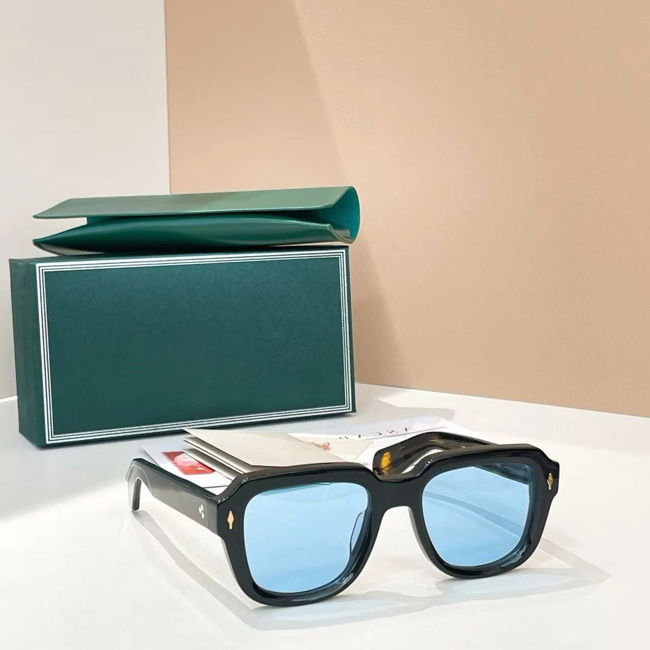 JMM HOPPER Handmade Square Acetate Japanese Designer Sunglasses UV400 – Men's Women's Vintage Photochromic Glasses with Case