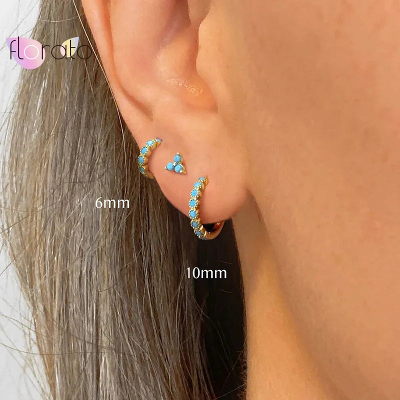 925 Sterling Silver 6mm 8mm 10mm Classic Round Gold Huggie Hoop Earrings for Women Men Tiny Huggie Rock Earrings Jewelry Gifts