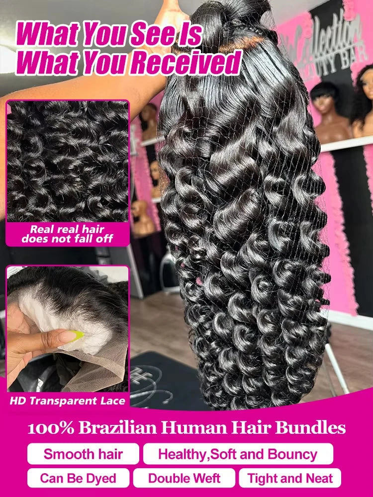 200 Density Loose Wave 13x6 Lace Front Human Hair Wig 30 40Inch Loose Deep Wave 13x4 HD Lace Frontal Wig Curly Wigs For Women